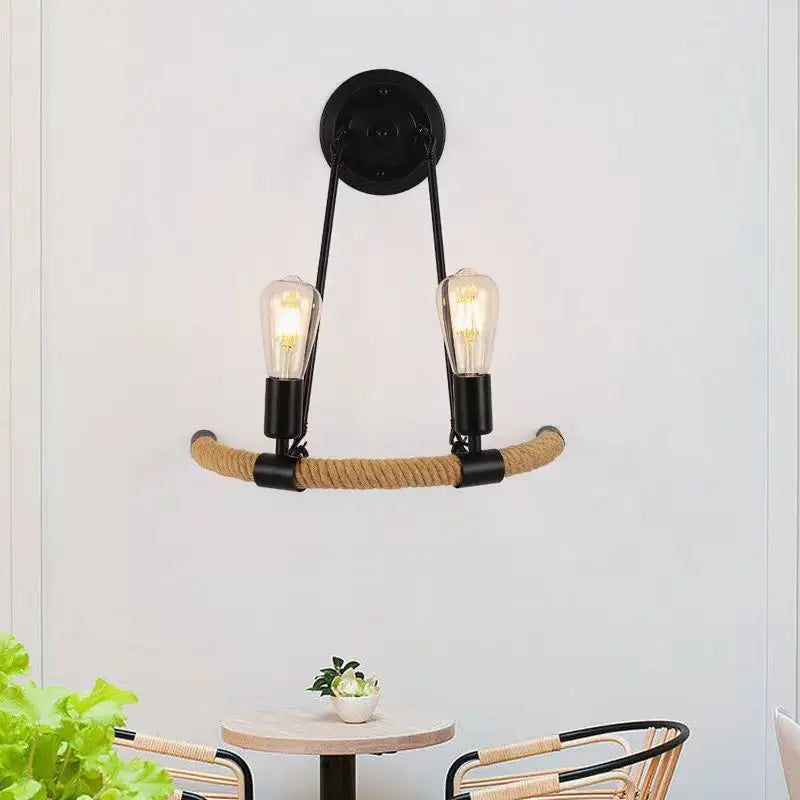 Wall Decor Lamp for Bedroom American Twine Retro Industrial Style Creative Village Restaurant Bar Aisle Wall Light