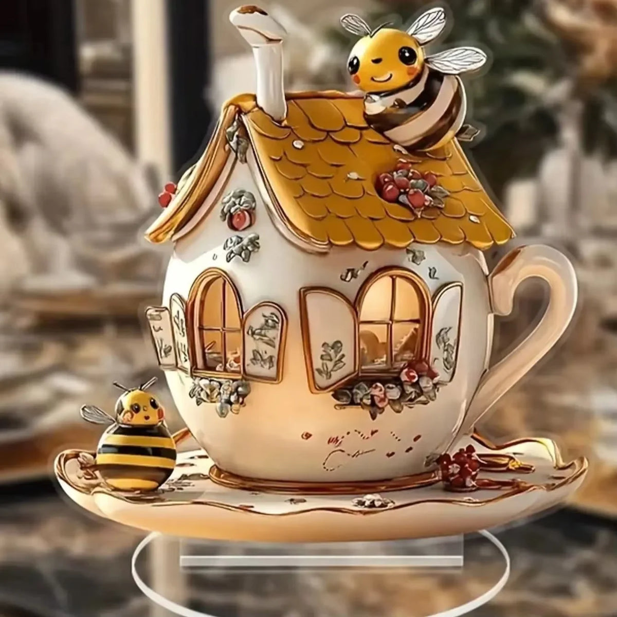 1PCS Honeycomb Shaped Teapot Tabletop Decoration Statue Is a Perfect Handicraft For Kitchen Decoration and Dining Table Decora