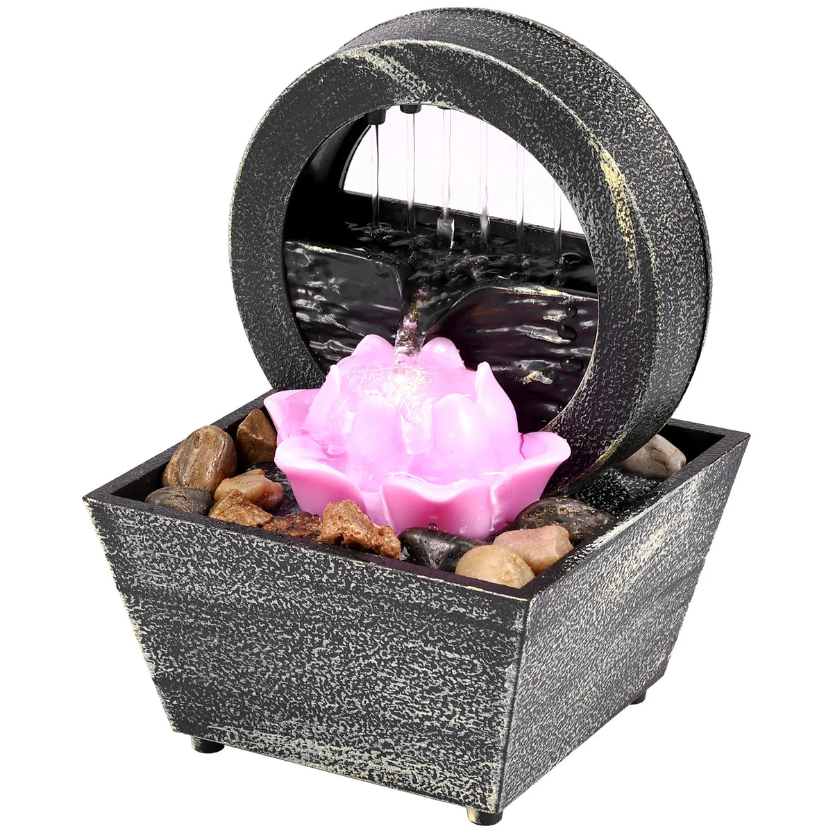 Tabletop Waterfall Home Decor Relaxation Meditation Desktop Fountain Lights Flowing Water Ornaments Mother&