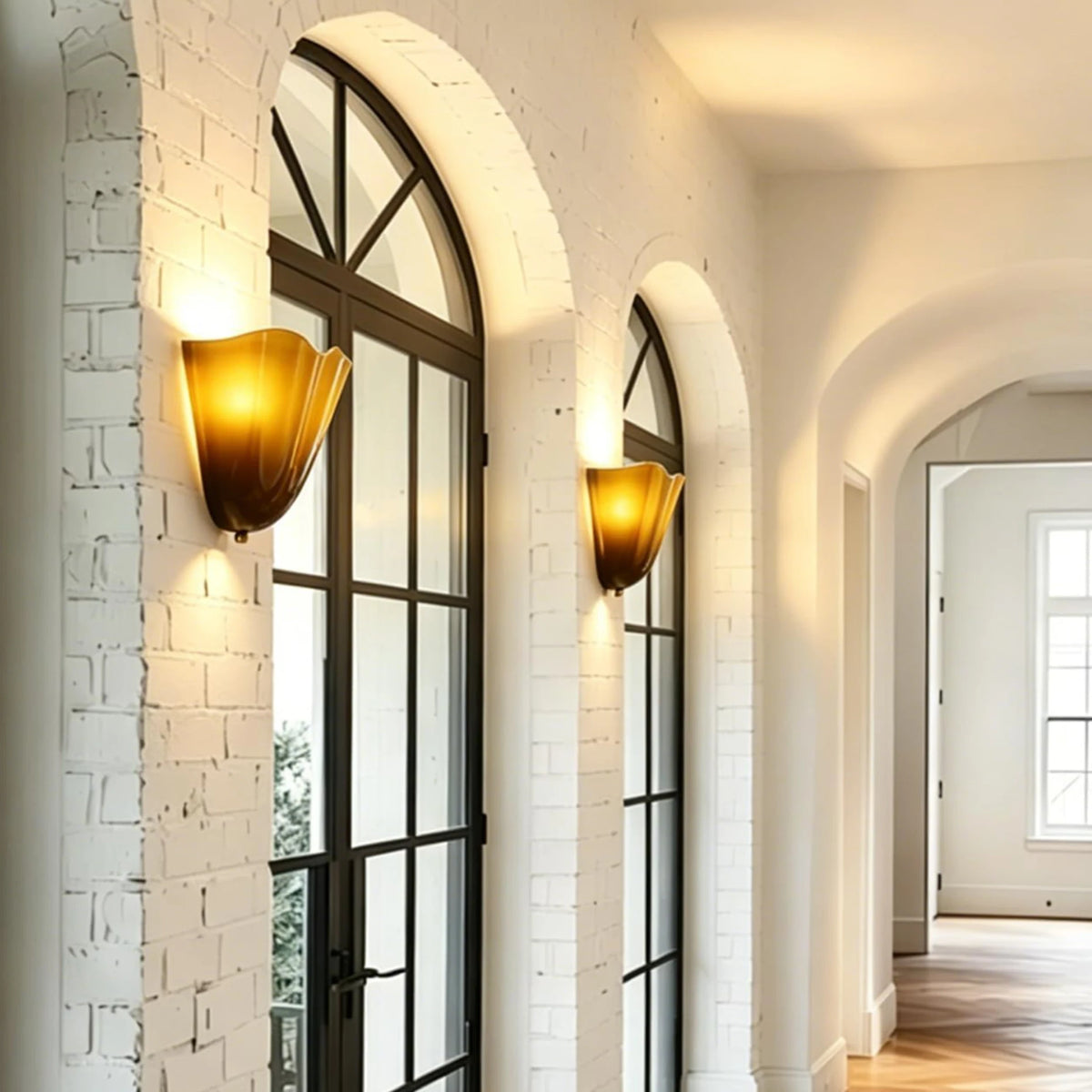 Glass Wall Lamp Retro Wall Light Art Decor Living Room Corridor Bedroom Bathroom Flower Shape Wall Sconce Home Lighting