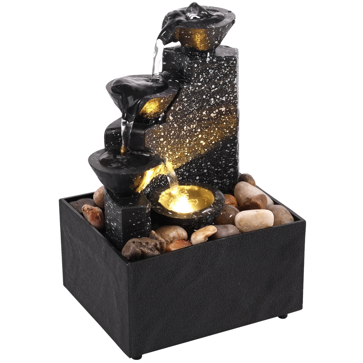 Tabletop Waterfall Home Decor Relaxation Meditation Desktop Fountain Lights Flowing Water Ornaments Mother&