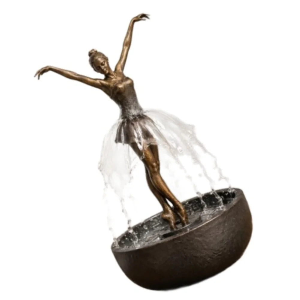 Elegant Ballerina Tabletop Water Fountain Exquisite Resin Decor With Built In Pump Quiet Circulating Water For Home Office Decor