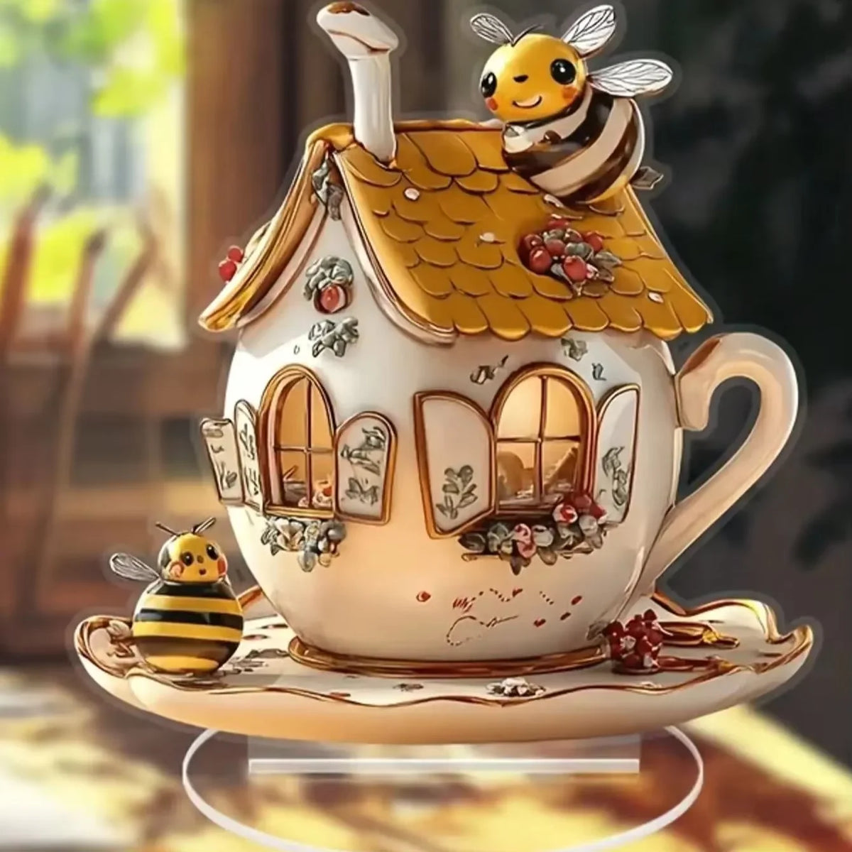 1PCS Honeycomb Shaped Teapot Tabletop Decoration Statue Is a Perfect Handicraft For Kitchen Decoration and Dining Table Decora