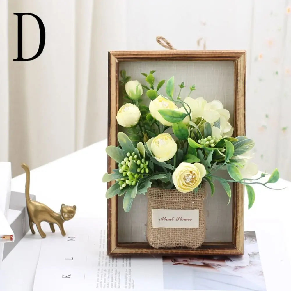3D Faux Flowers Wall Decor Wooden Wall Hanging Hydrangea Wall Decor Retro Creative Imitation Flowers Decoration Home