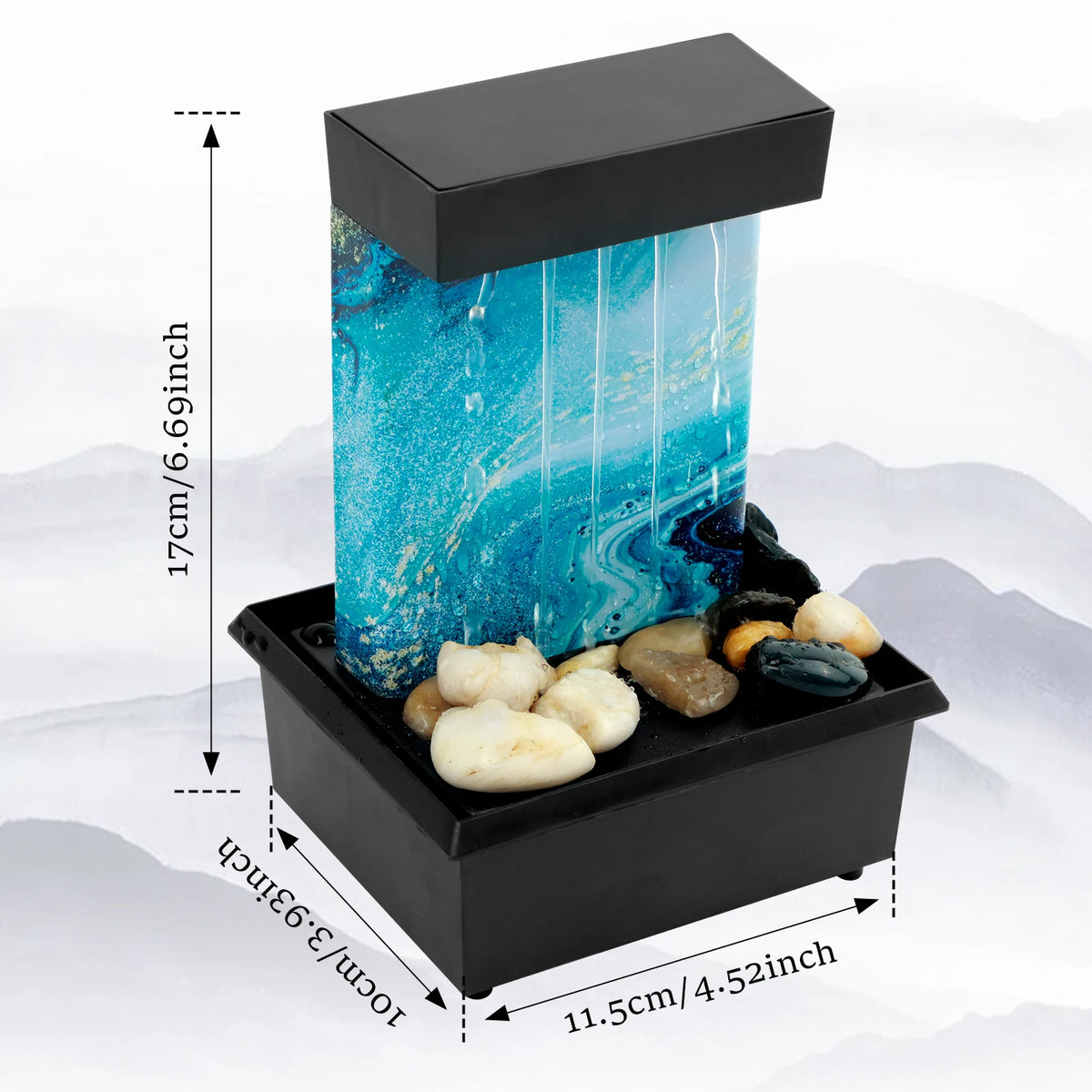 Tabletop Waterfall Home Decor Relaxation Meditation Desktop Fountain Lights Flowing Water Ornaments Mother&