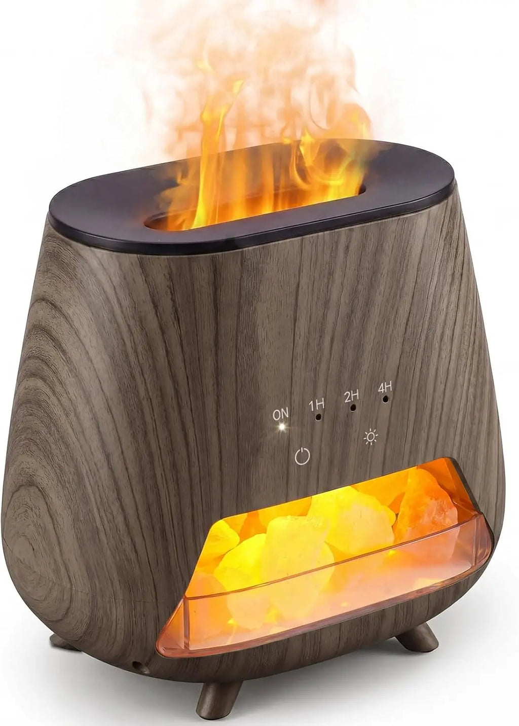 4-in-1 Himalayan Salt Lamp Essential Oil Diffuser — 200ml Cool Mist with Flame LED