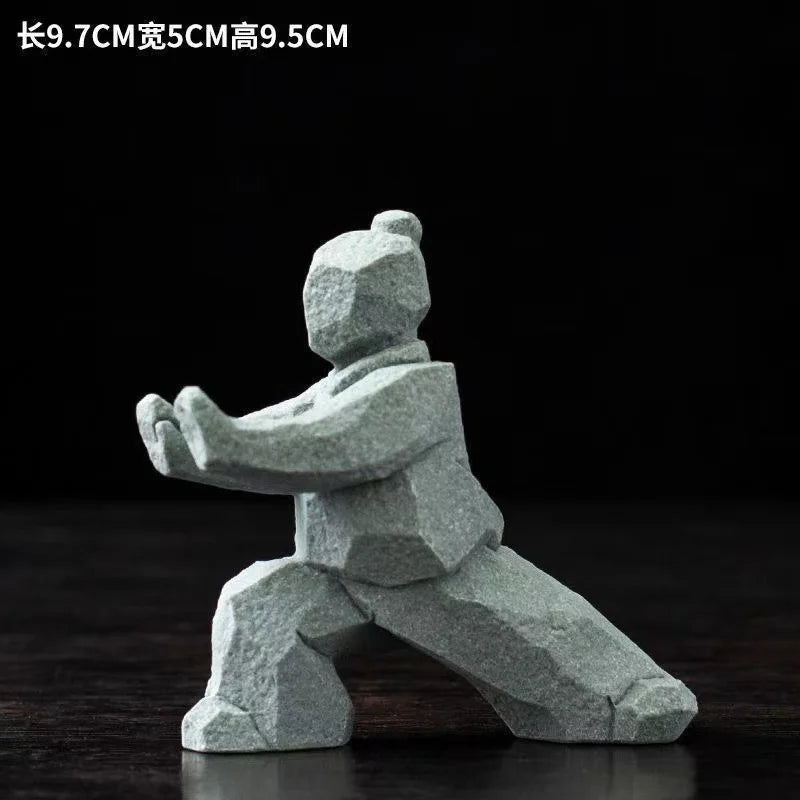 Tai Chi Master Figurine Creative Chinese Style Stone Statue Tabletop Decorations Tea Pet for Tea Lovers Home Office