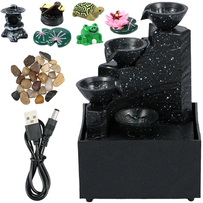 Tabletop Waterfall Home Decor Relaxation Meditation Desktop Fountain Lights Flowing Water Ornaments Mother&