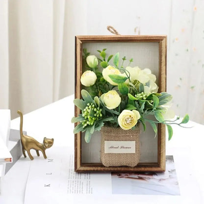 3D Faux Flowers Wall Decor Wooden Wall Hanging Hydrangea Wall Decor Retro Creative Imitation Flowers Decoration Home