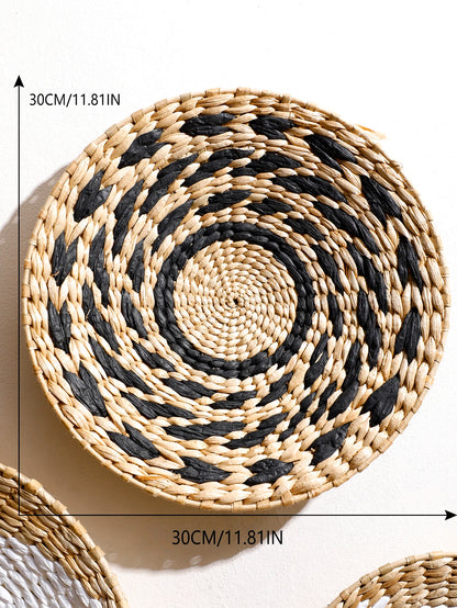 Wall Basket Decor Boho Handmade Seagrass Wall Hanging Decor Natural Basket Wall Art for Kitchen Bedroom Living Room Ornament