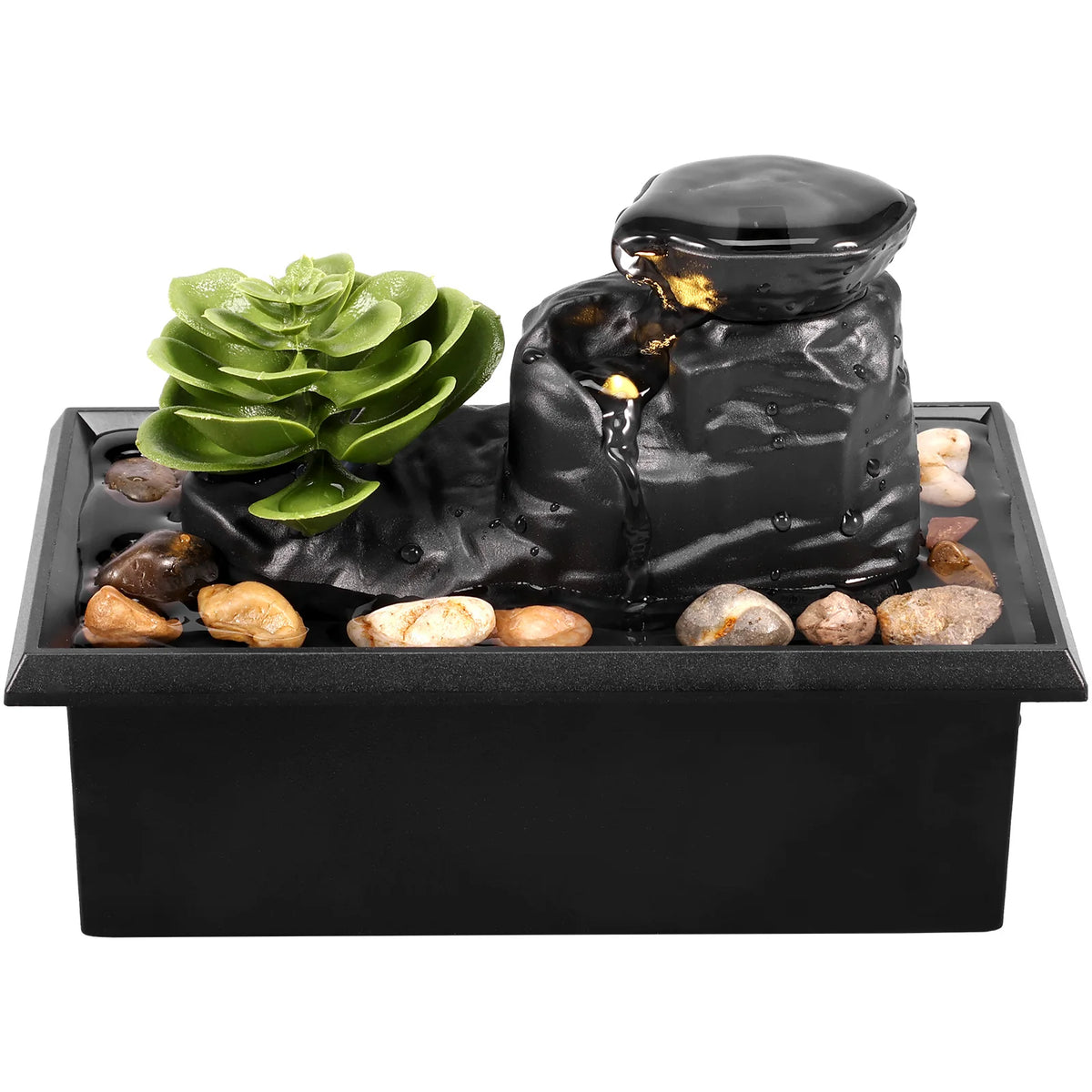 Tabletop Waterfall Home Decor Relaxation Meditation Desktop Fountain Lights Flowing Water Ornaments Mother&
