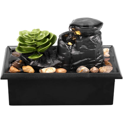Tabletop Waterfall Home Decor Relaxation Meditation Desktop Fountain Lights Flowing Water Ornaments Mother&