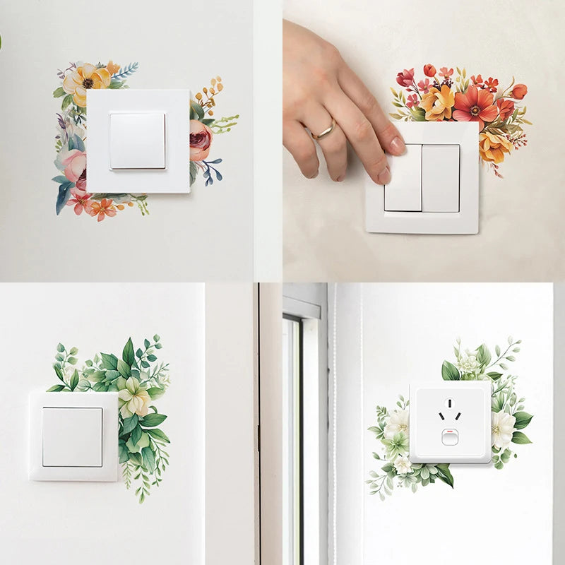 Modern Style Romantic Flower Cute Room Decor Switch Stickers For Bedroom Decoraction Room Decorations For Girls Home Funny Decor