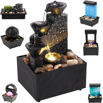 Tabletop Waterfall Home Decor Relaxation Meditation Desktop Fountain Lights Flowing Water Ornaments Mother&