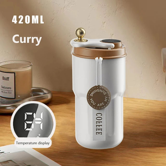 450ml Stainless Steel Smart Insulation Coffee Mug Portable keeps Cold And Heat LED Temperature Display  Leakproof Vacuum Mug