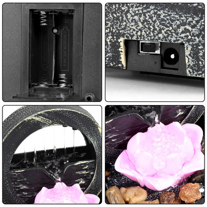 Tabletop Waterfall Decor Light Small USB Operated Mini Indoor Water Fountain Decorative Creative Flowing Water Fountain Ornament