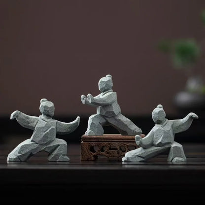 Tai Chi Master Figurine Creative Chinese Style Stone Statue Tabletop Decorations Tea Pet for Tea Lovers Home Office