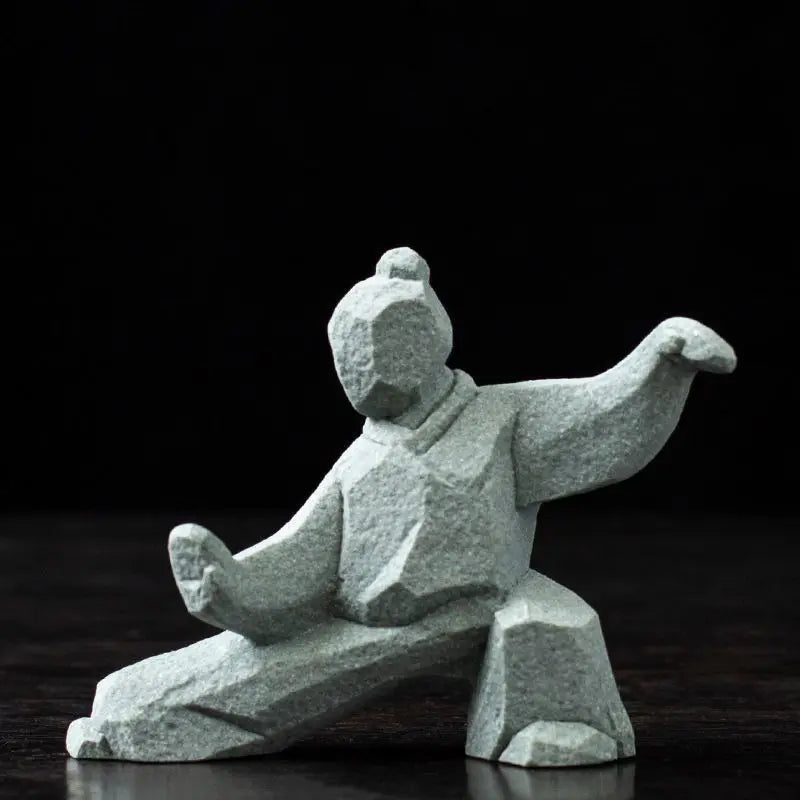 Tai Chi Master Figurine Creative Chinese Style Stone Statue Tabletop Decorations Tea Pet for Tea Lovers Home Office