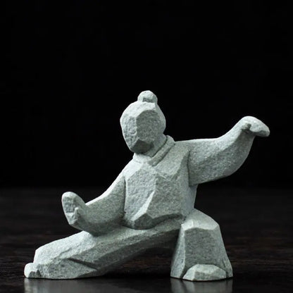 Tai Chi Master Figurine Creative Chinese Style Stone Statue Tabletop Decorations Tea Pet for Tea Lovers Home Office