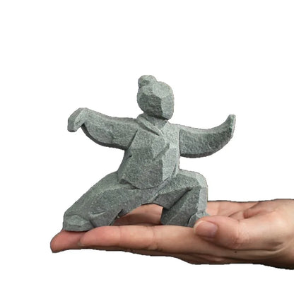 Tai Chi Master Figurine Creative Chinese Style Stone Statue Tabletop Decorations Tea Pet for Tea Lovers Home Office