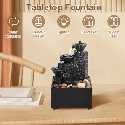Tabletop Waterfall Home Decor Relaxation Meditation Desktop Fountain Lights Flowing Water Ornaments Mother&