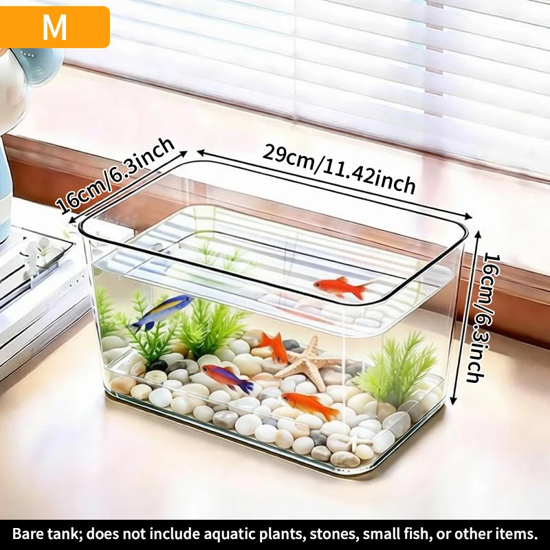 Highly Transparent Tabletop Fish Tank, Suitable for Office and Home Decoration, Trapezoidal Shape (Without Scenery or Stones)