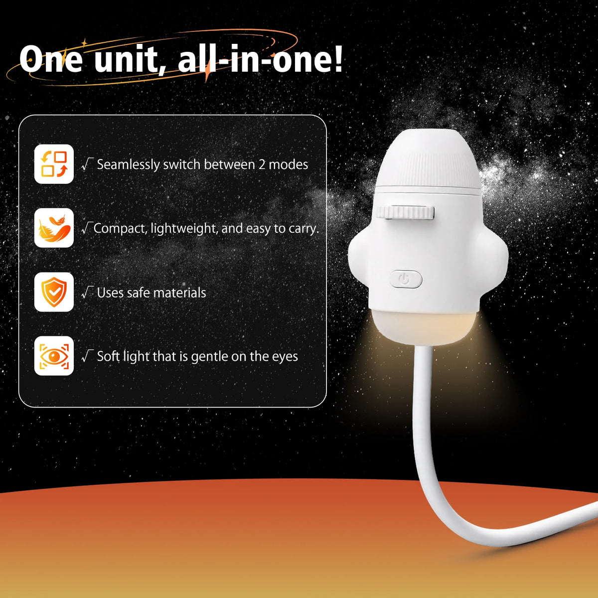 USB Ambient Light For Large Range Projection Atmosphere Multiple Scenes Adjustable Focus Distance Night Lighting Function