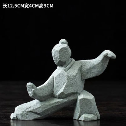 Tai Chi Master Figurine Creative Chinese Style Stone Statue Tabletop Decorations Tea Pet for Tea Lovers Home Office