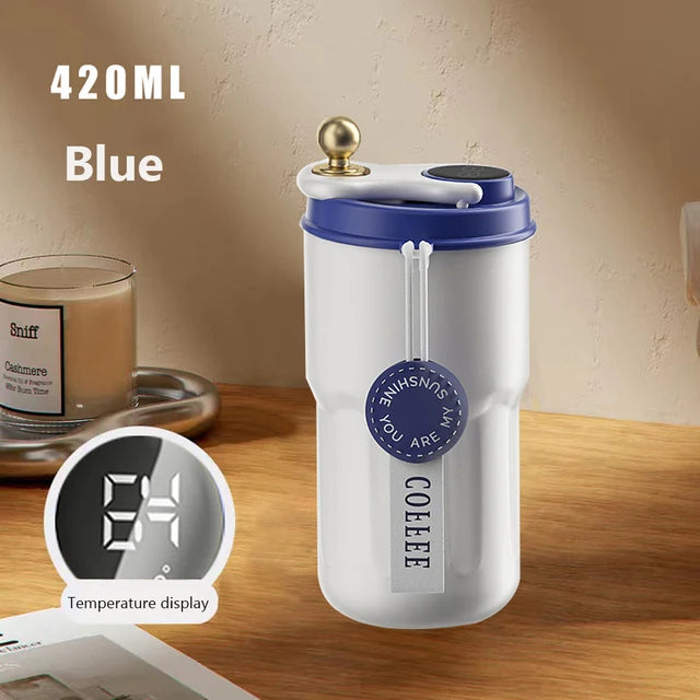 450ml Stainless Steel Smart Insulation Coffee Mug Portable keeps Cold And Heat LED Temperature Display  Leakproof Vacuum Mug