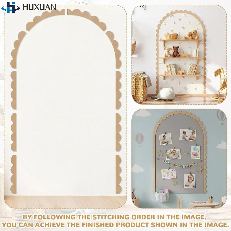 Wood Wall Arch Decor DIY Unfinished Wooden Frame Scalloped Crafts Trim Accent Furniture Molding Kids Room Nursery Decals