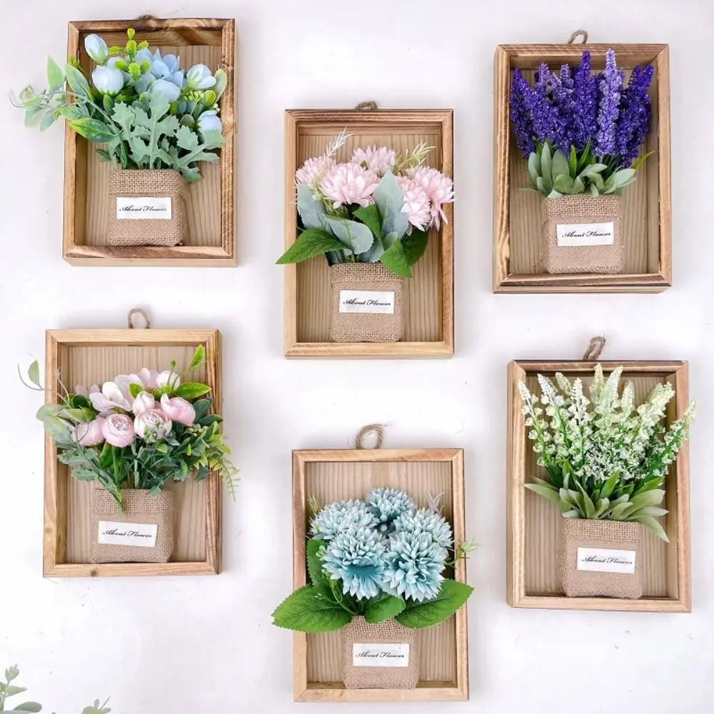 3D Faux Flowers Wall Decor Wooden Wall Hanging Hydrangea Wall Decor Retro Creative Imitation Flowers Decoration Home