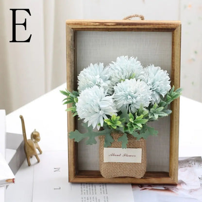 3D Faux Flowers Wall Decor Wooden Wall Hanging Hydrangea Wall Decor Retro Creative Imitation Flowers Decoration Home
