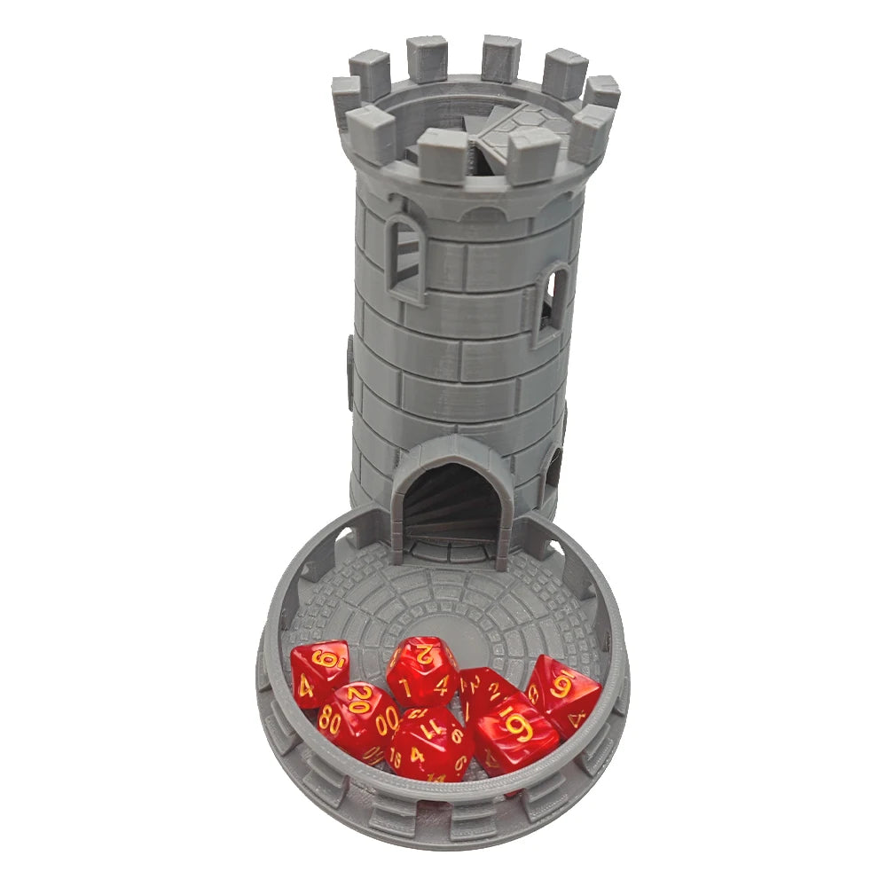 Medieval Castle Style DND Dice Rolling Tower Twister Portable Tabletop Accessory Game Tray for Role Playing Board Game Party
