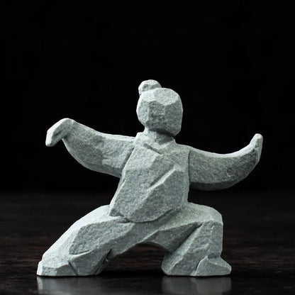 Tai Chi Master Figurine Creative Chinese Style Stone Statue Tabletop Decorations Tea Pet for Tea Lovers Home Office