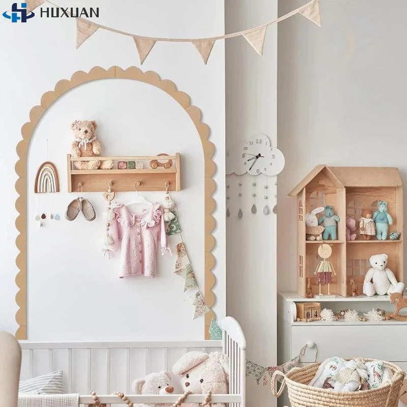 Wood Wall Arch Decor DIY Unfinished Wooden Frame Scalloped Crafts Trim Accent Furniture Molding Kids Room Nursery Decals