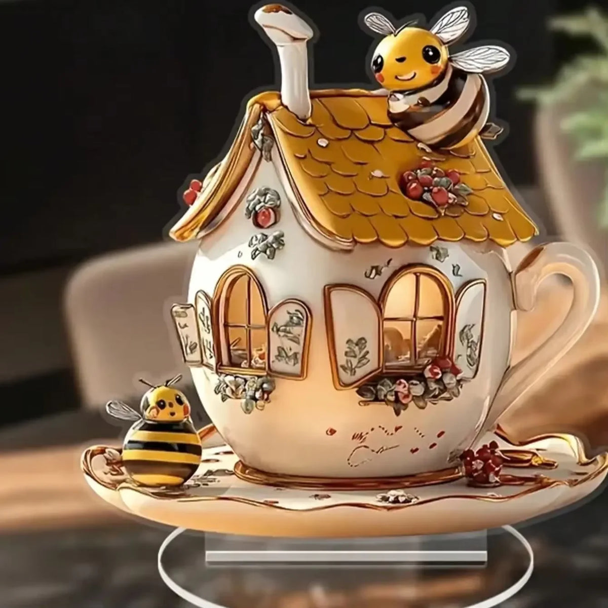 1PCS Honeycomb Shaped Teapot Tabletop Decoration Statue Is a Perfect Handicraft For Kitchen Decoration and Dining Table Decora