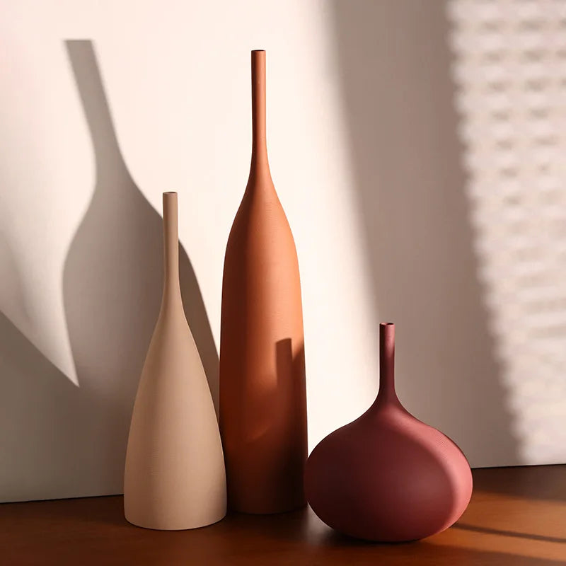 Handmade Ceramic Vase, Vintage Wabi-Sabi Living Room Decor, Morandi Style Home Decoration, living room decoration