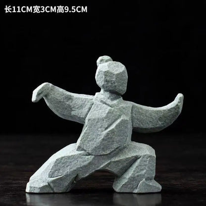 Tai Chi Master Figurine Creative Chinese Style Stone Statue Tabletop Decorations Tea Pet for Tea Lovers Home Office