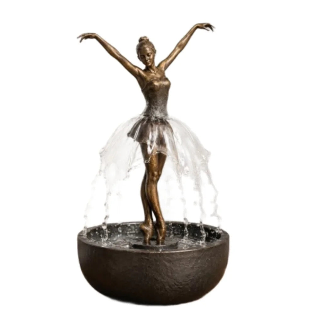 Elegant Ballerina Tabletop Water Fountain Exquisite Resin Decor With Built In Pump Quiet Circulating Water For Home Office Decor