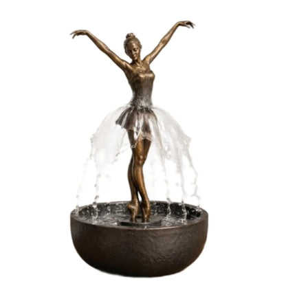 Elegant Ballerina Tabletop Water Fountain Exquisite Resin Decor With Built In Pump Quiet Circulating Water For Home Office Decor