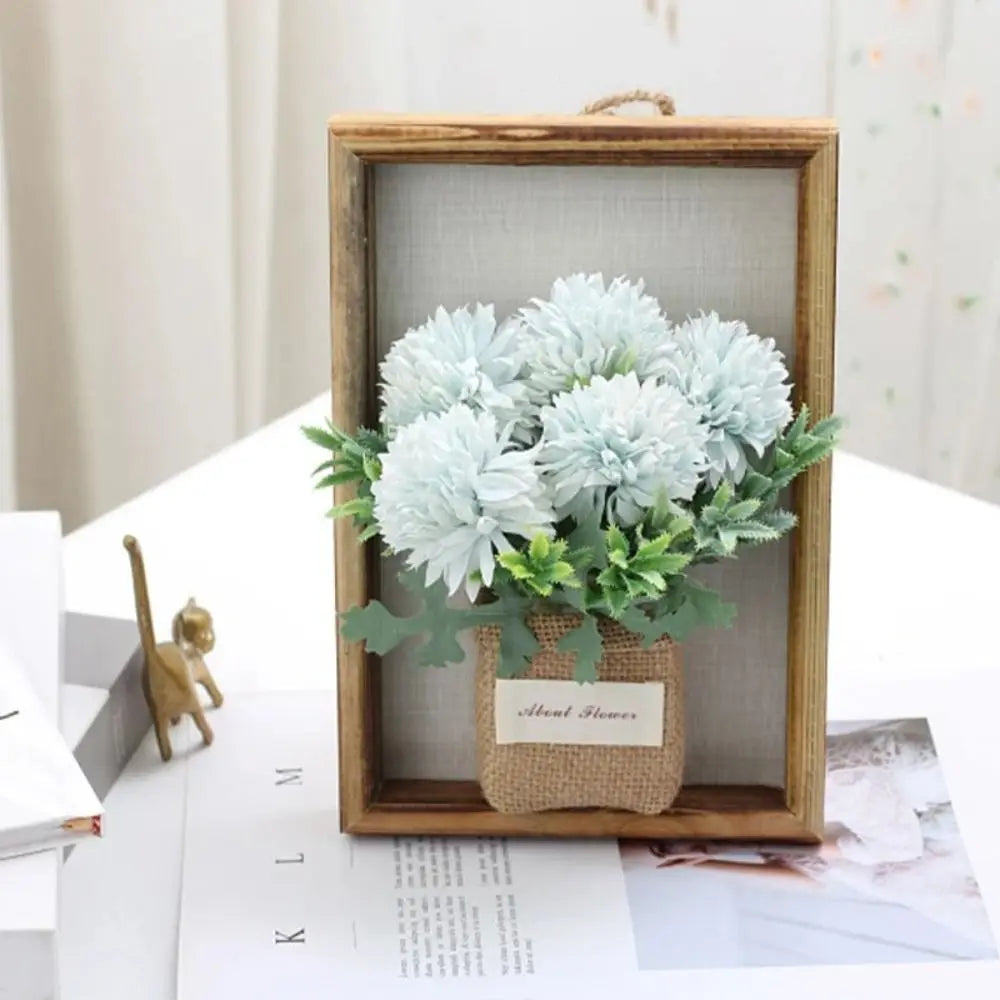 3D Faux Flowers Wall Decor Wooden Wall Hanging Hydrangea Wall Decor Retro Creative Imitation Flowers Decoration Home