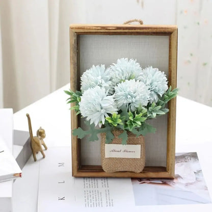 3D Faux Flowers Wall Decor Wooden Wall Hanging Hydrangea Wall Decor Retro Creative Imitation Flowers Decoration Home