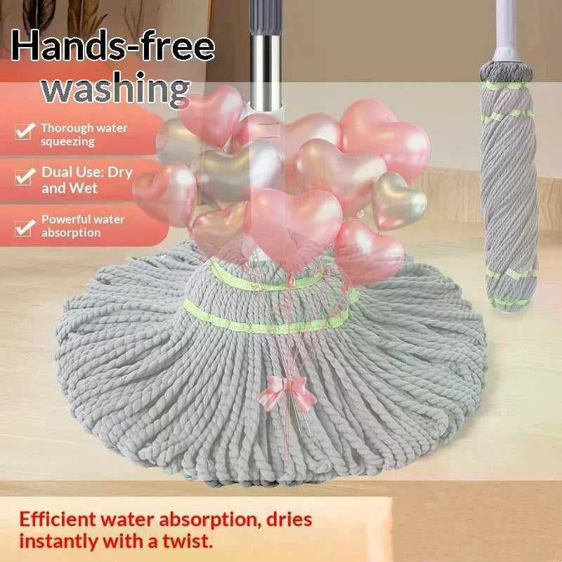 2 In 1 Dehydrated Mop 360 Degree Self Wringing Spin Mop Hand Free Household Twist Mop Home Cleaning
