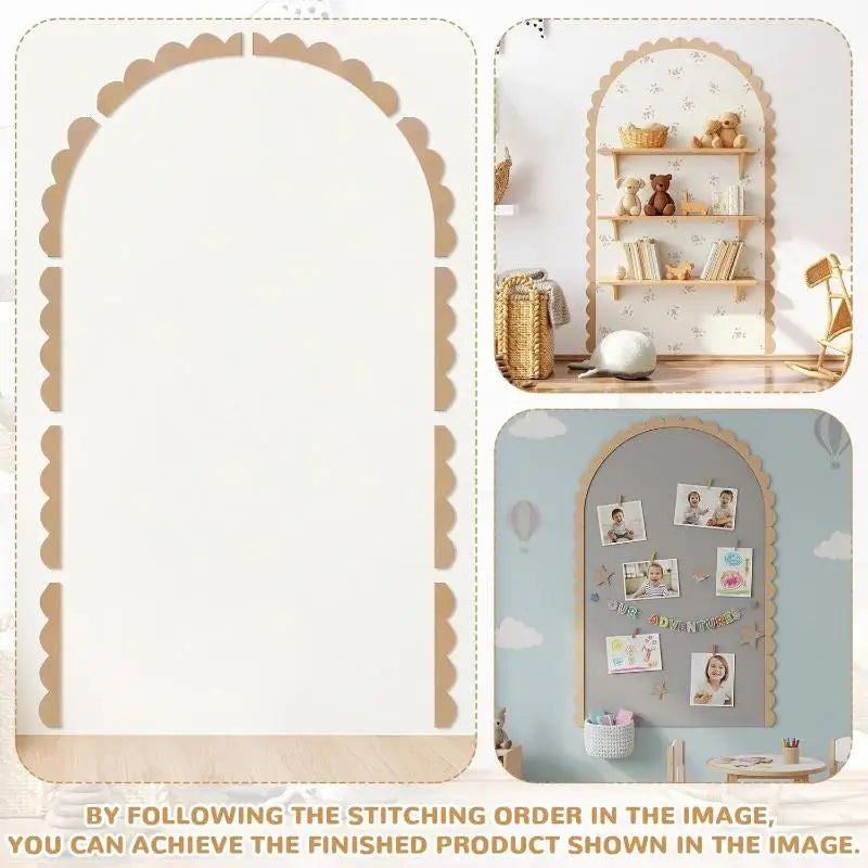 Wood Wall Arch Decor DIY Unfinished Wooden Frame Scalloped Crafts Trim Accent Furniture Molding Kids Room Nursery Decals