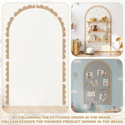 Wood Wall Arch Decor DIY Unfinished Wooden Frame Scalloped Crafts Trim Accent Furniture Molding Kids Room Nursery Decals