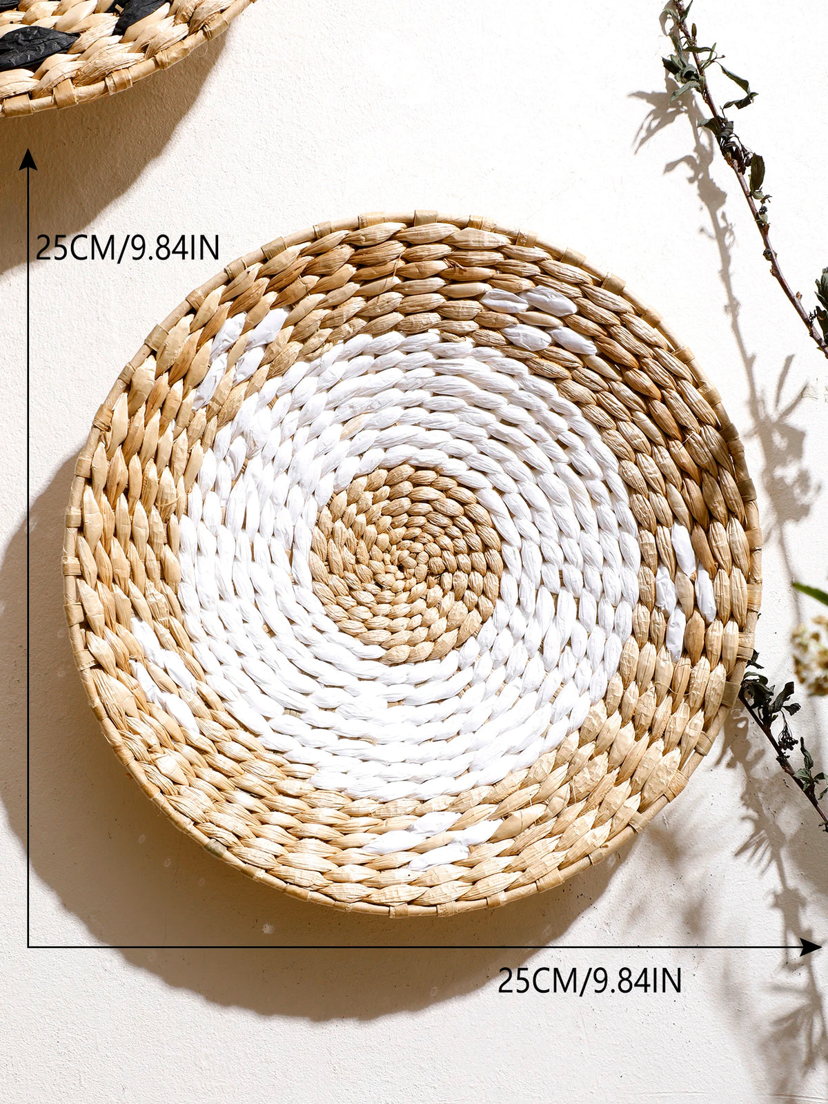Wall Basket Decor Boho Handmade Seagrass Wall Hanging Decor Natural Basket Wall Art for Kitchen Bedroom Living Room Ornament