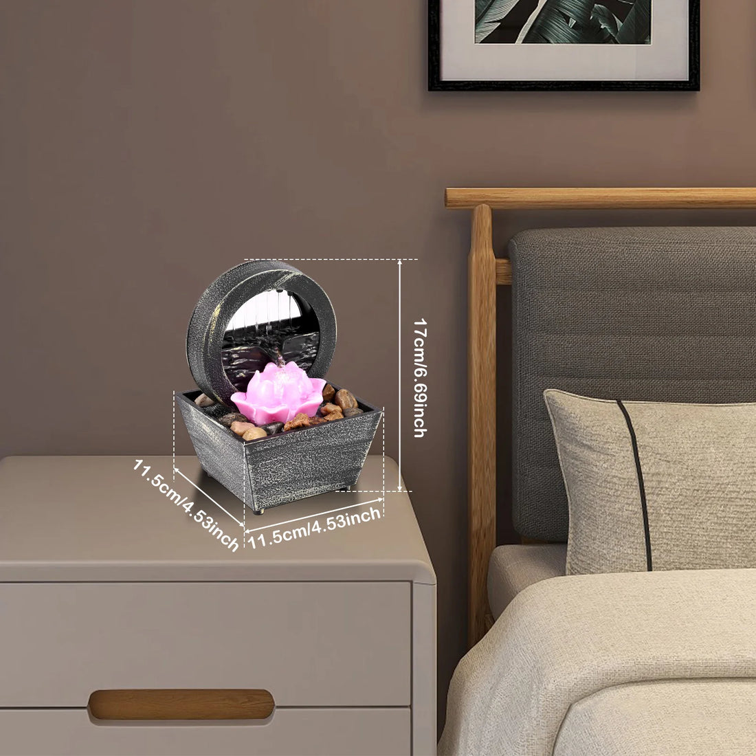 Tabletop Waterfall Decor Light Small USB Operated Mini Indoor Water Fountain Decorative Creative Flowing Water Fountain Ornament