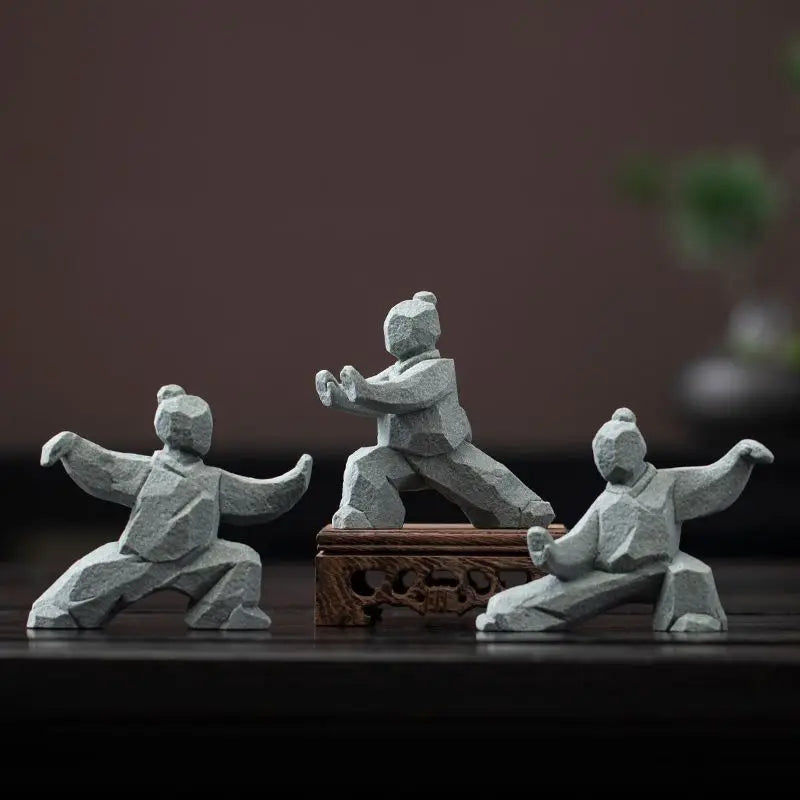 Tai Chi Master Figurine Creative Chinese Style Stone Statue Tabletop Decorations Tea Pet for Tea Lovers Home Office