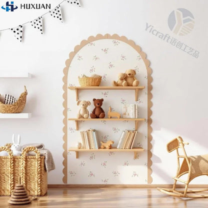 Wood Wall Arch Decor DIY Unfinished Wooden Frame Scalloped Crafts Trim Accent Furniture Molding Kids Room Nursery Decals