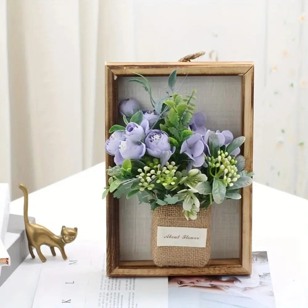 3D Faux Flowers Wall Decor Wooden Wall Hanging Hydrangea Wall Decor Retro Creative Imitation Flowers Decoration Home